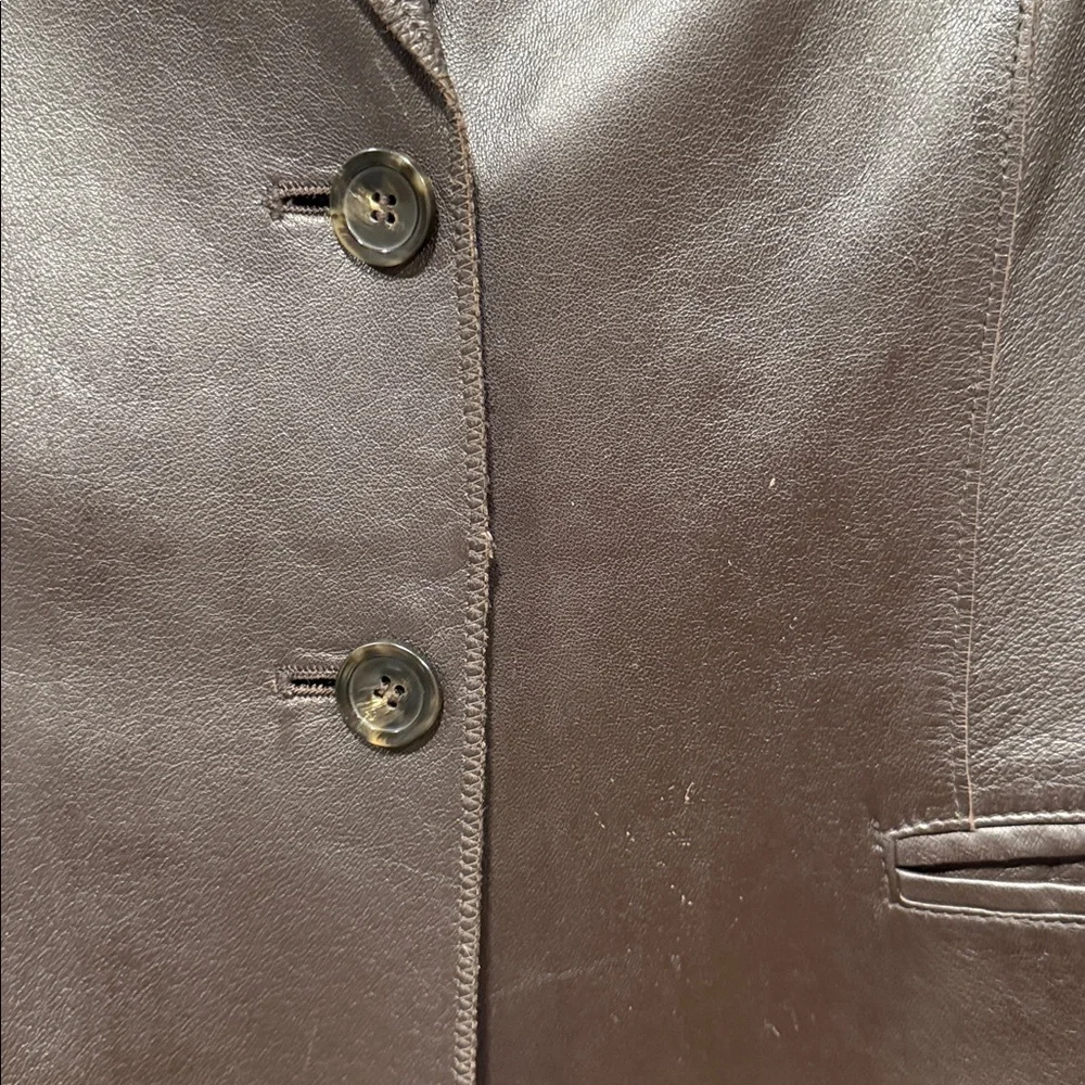 Jones New York Dark Brown Leather Blazer very nice light weight - Picture 5 of 7